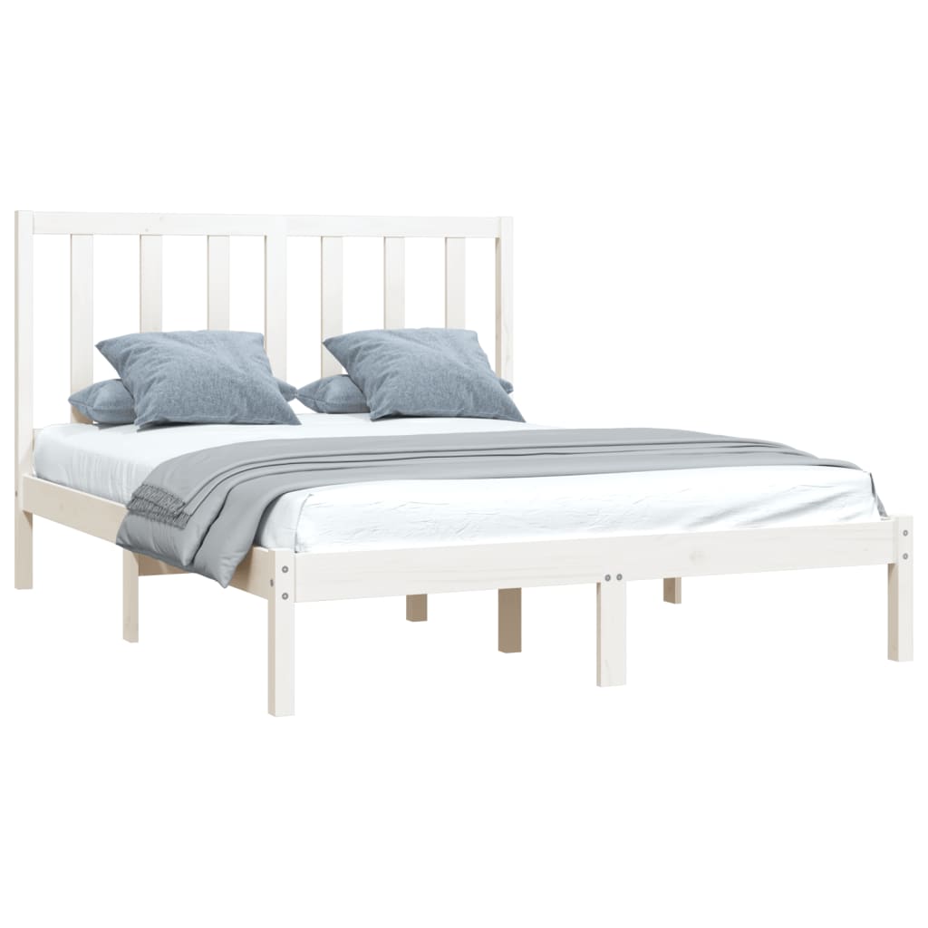 Bed Frame White Solid Wood Pine 120x200 cm