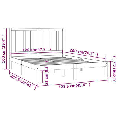 Bed Frame White Solid Wood Pine 120x200 cm