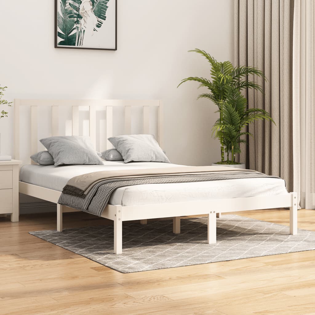 Bed Frame White Solid Wood Pine 120x200 cm