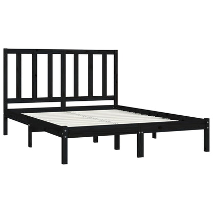 Bed Frame Black Solid Wood Pine 140x200 cm