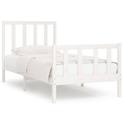 Bed Frame without Mattress White 75x190 cm Small Single Solid Wood