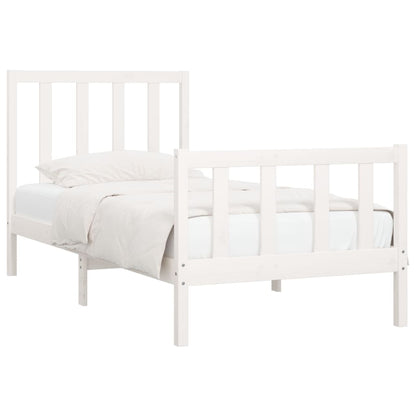 Bed Frame without Mattress White 75x190 cm Small Single Solid Wood