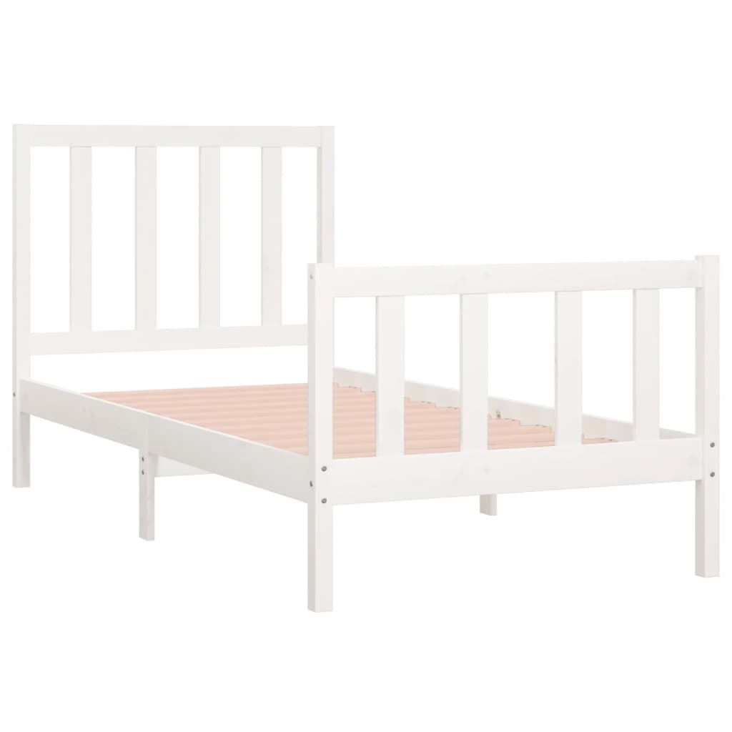 Bed Frame without Mattress White 75x190 cm Small Single Solid Wood