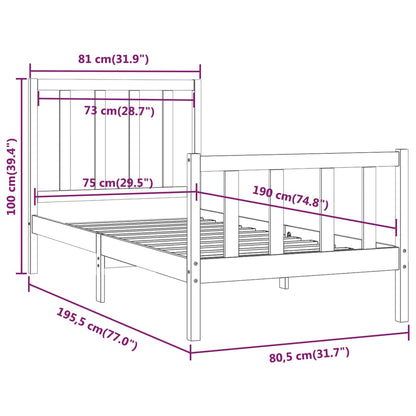 Bed Frame without Mattress White 75x190 cm Small Single Solid Wood