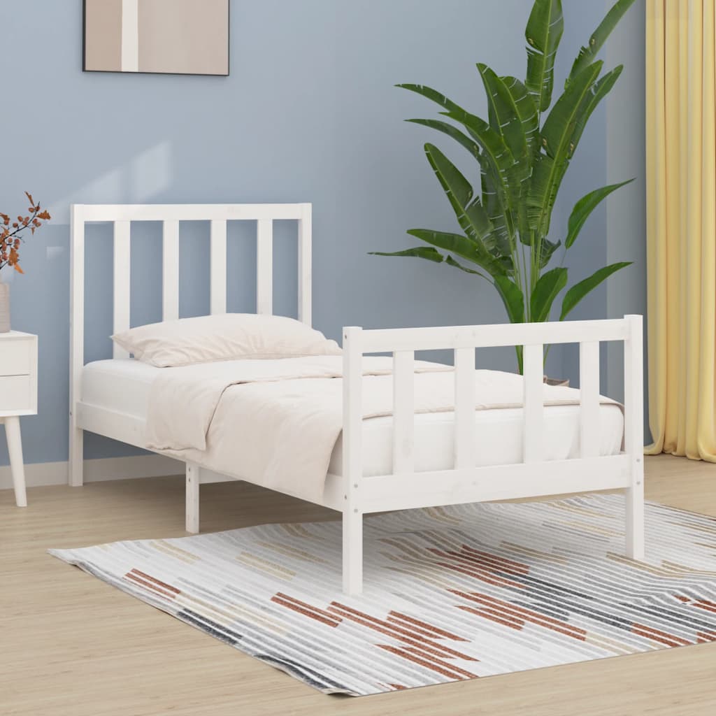 Bed Frame without Mattress White 75x190 cm Small Single Solid Wood