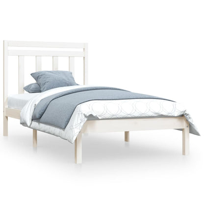 Bed Frame White Solid Wood 100x200 cm