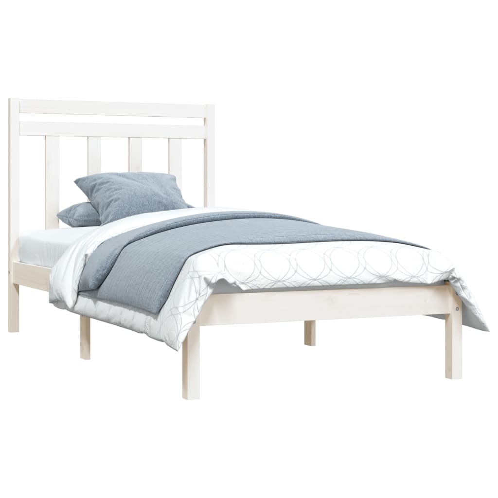 Bed Frame White Solid Wood 100x200 cm