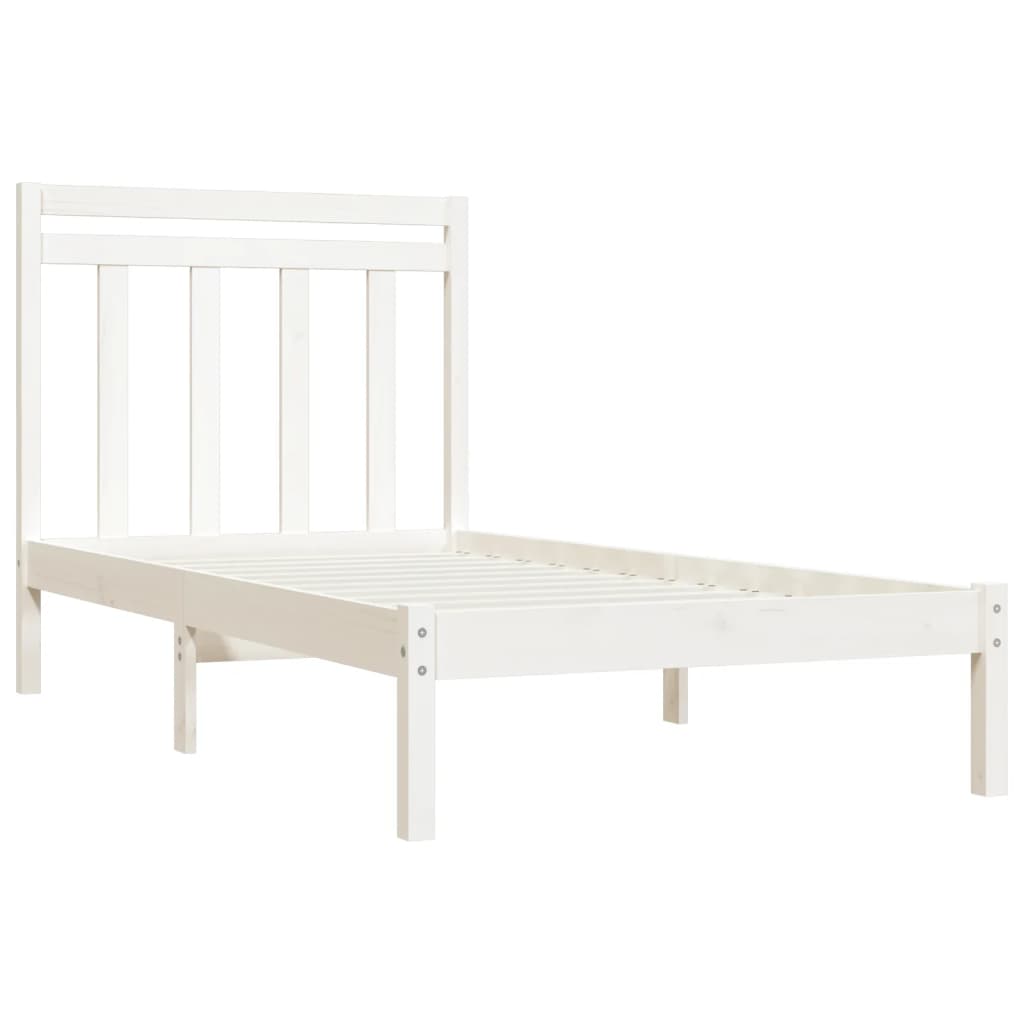 Bed Frame White Solid Wood 100x200 cm