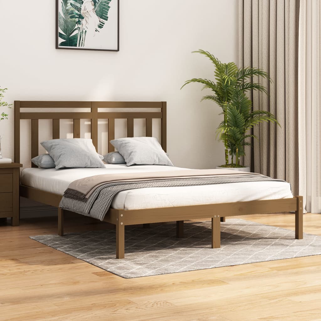 Bed Frame Honey Brown Solid Wood 120x200 cm