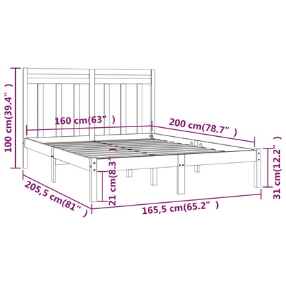 Bed Frame Solid Wood 160x200 cm