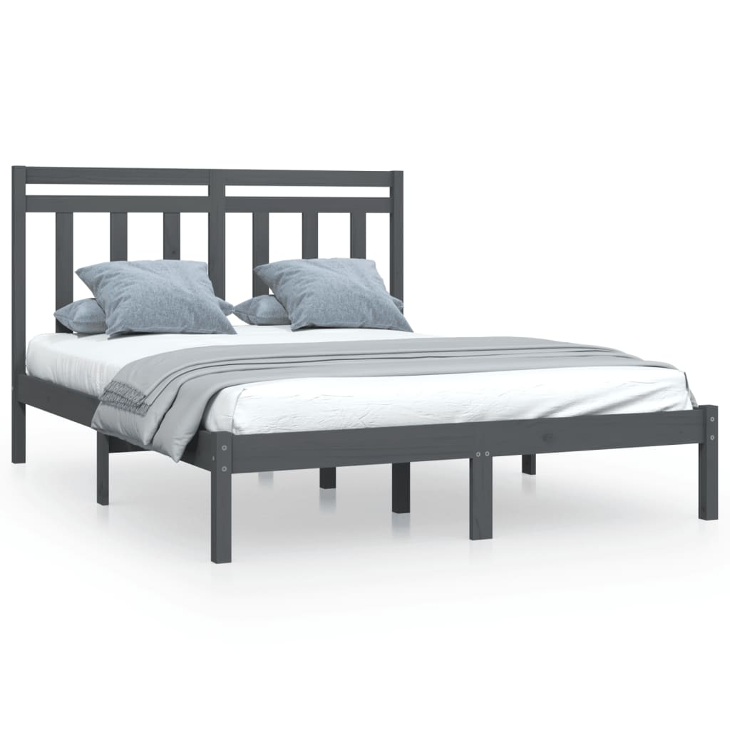 Bed Frame without Mattress Grey 160x200 cm Solid Wood