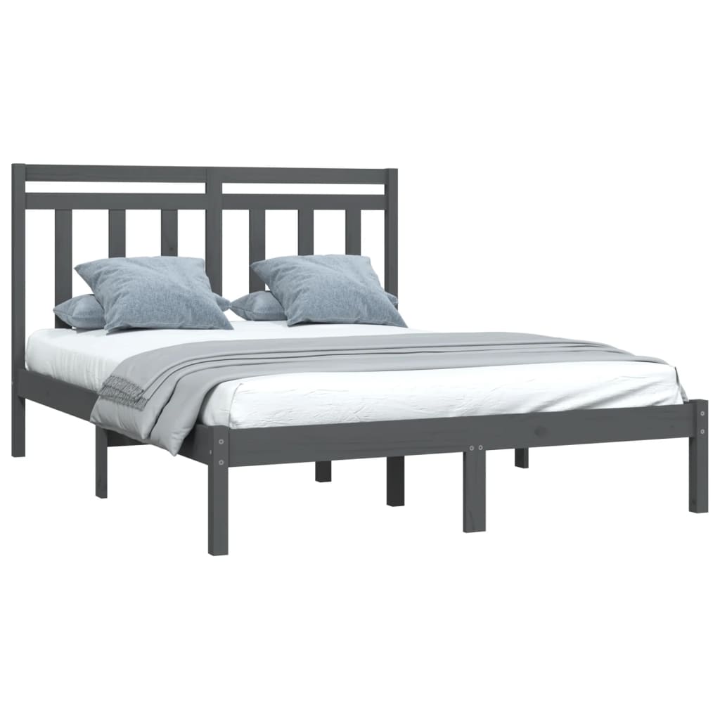 Bed Frame without Mattress Grey 160x200 cm Solid Wood