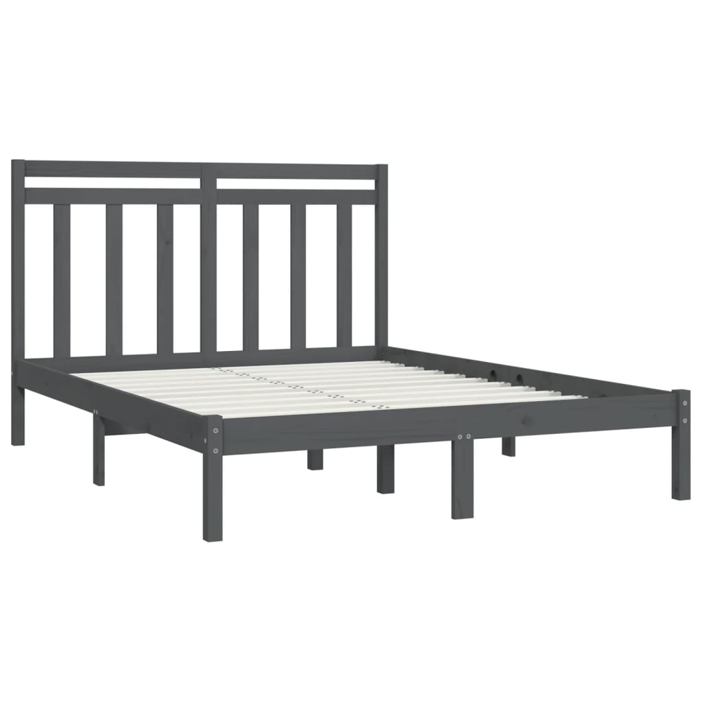 Bed Frame without Mattress Grey 160x200 cm Solid Wood