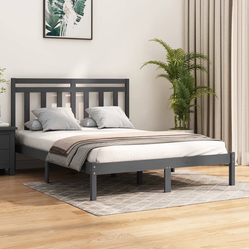 Bed Frame without Mattress Grey 160x200 cm Solid Wood