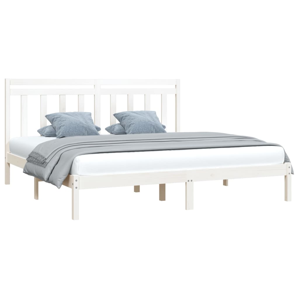 Bed Frame White Solid Wood 200x200 cm