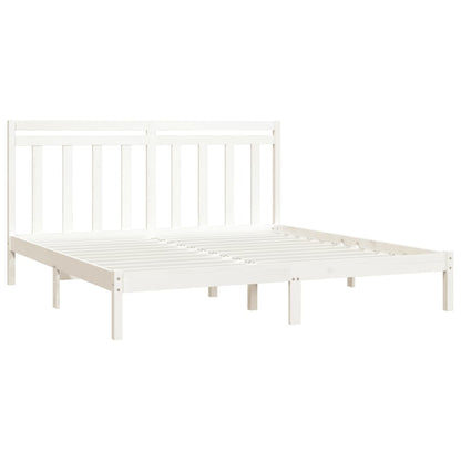 Bed Frame White Solid Wood 200x200 cm