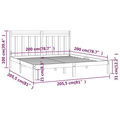 Bed Frame White Solid Wood 200x200 cm