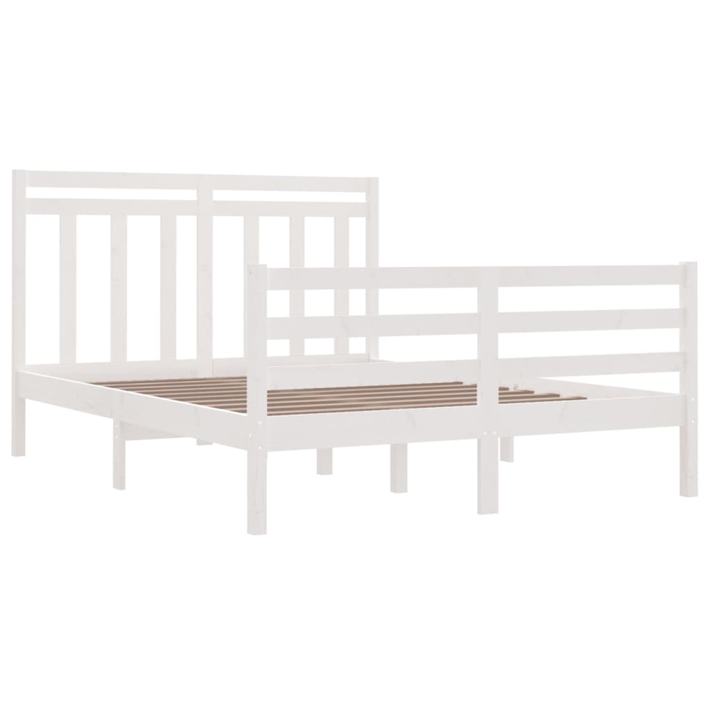 Bed Frame White Solid Wood 135x190 cm Double