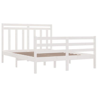 Bed Frame White Solid Wood 135x190 cm Double