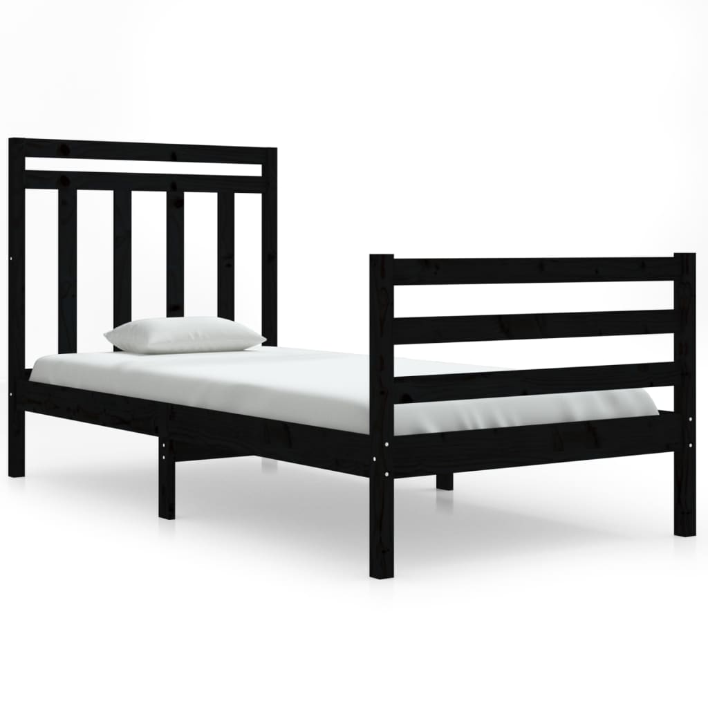 Bed Frame without Mattress Black 90x200 cm Solid Wood