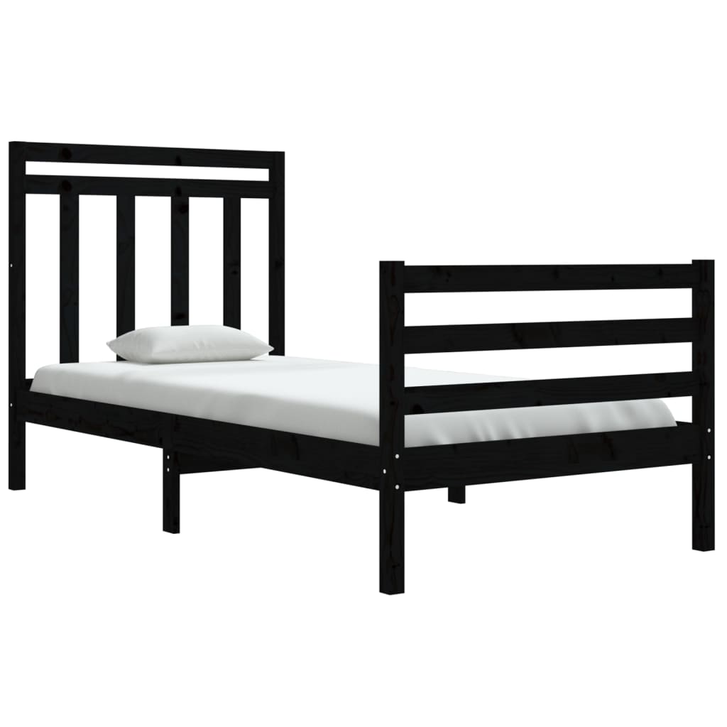 Bed Frame without Mattress Black 90x200 cm Solid Wood