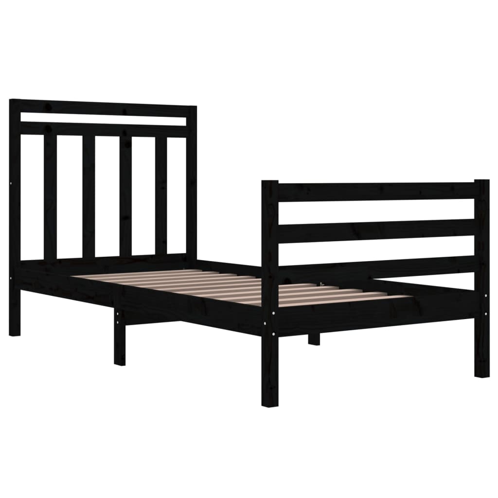 Bed Frame without Mattress Black 90x200 cm Solid Wood