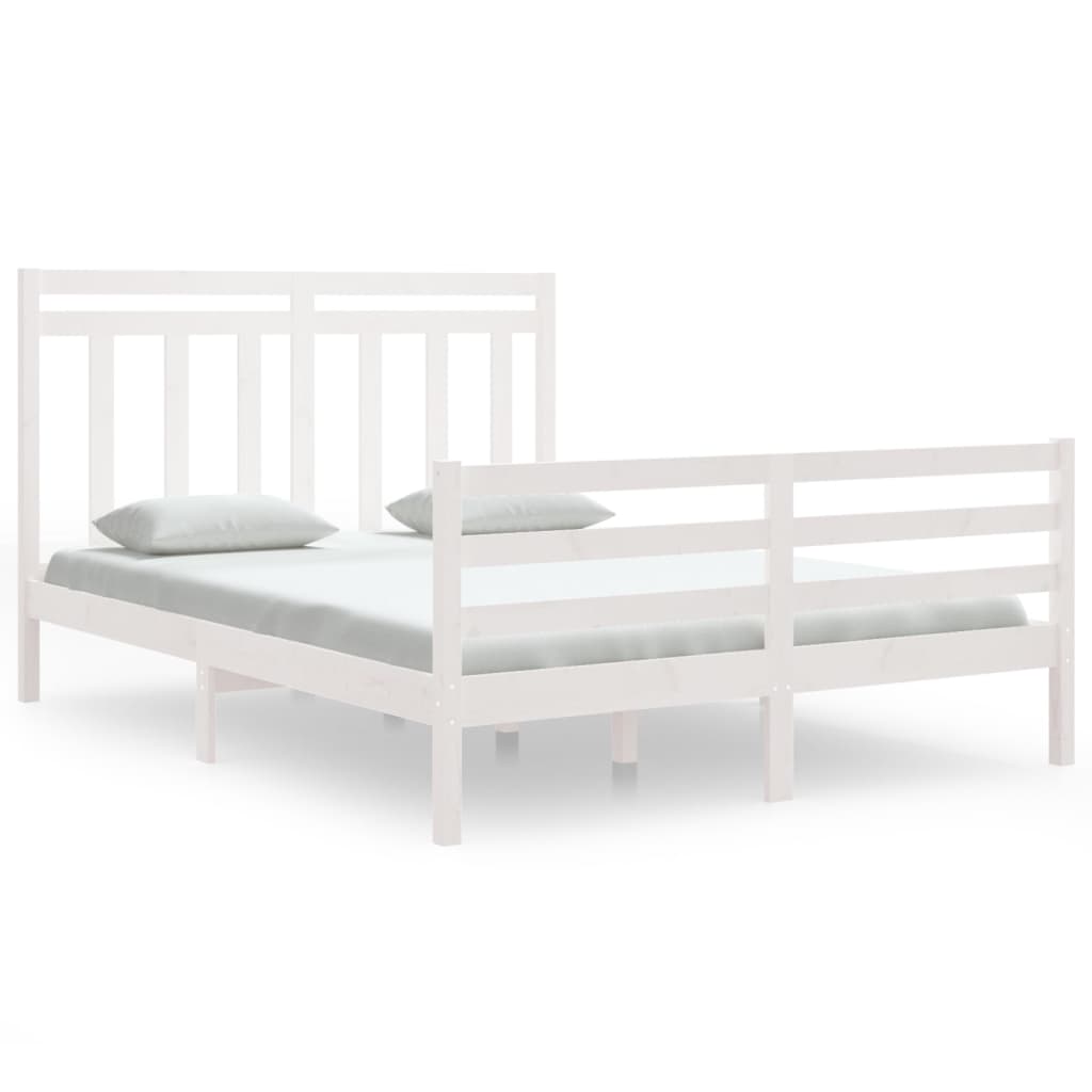 Bed Frame without Mattress White 150x200 cm King Size Solid Wood