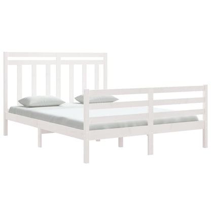 Bed Frame without Mattress White 150x200 cm King Size Solid Wood