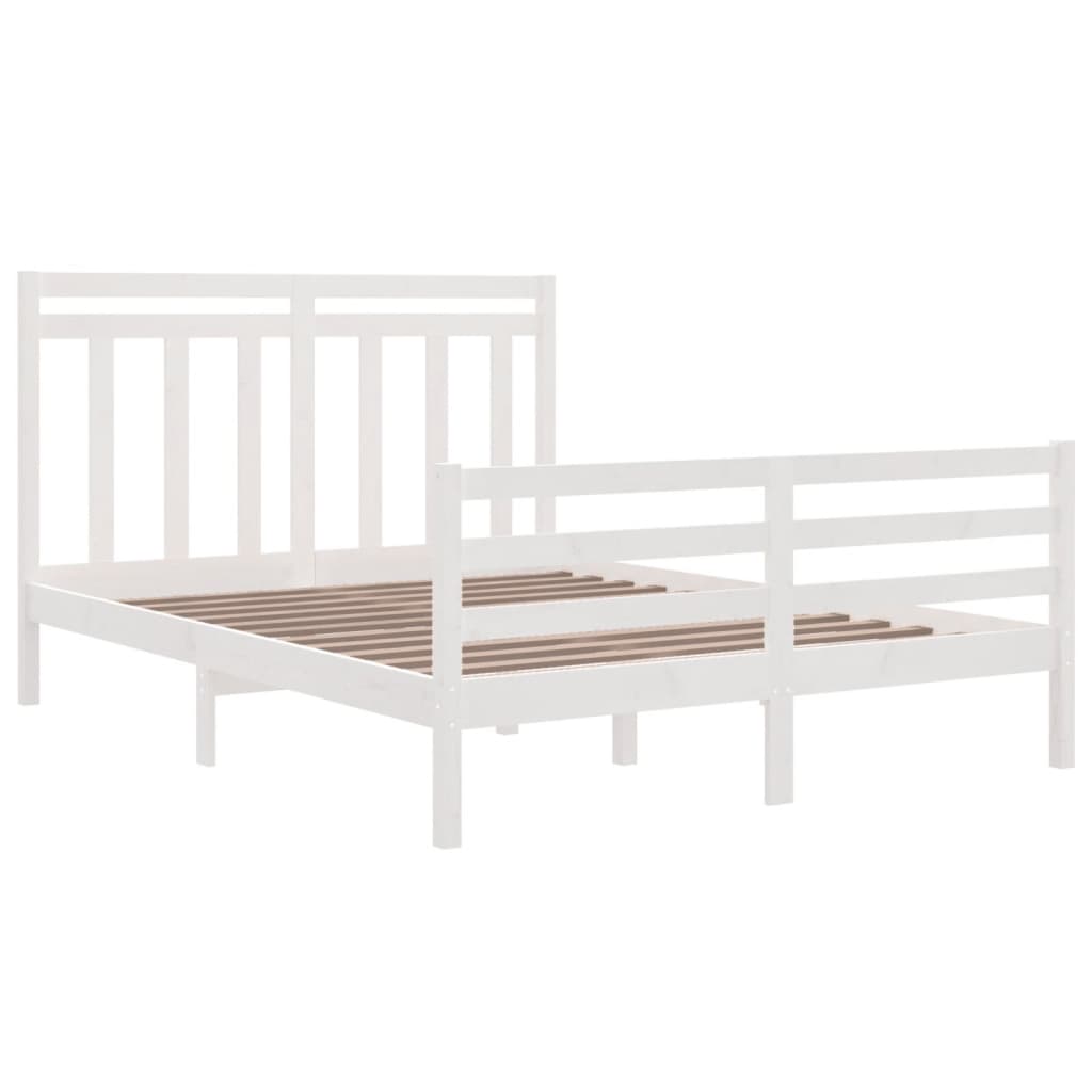 Bed Frame without Mattress White 150x200 cm King Size Solid Wood