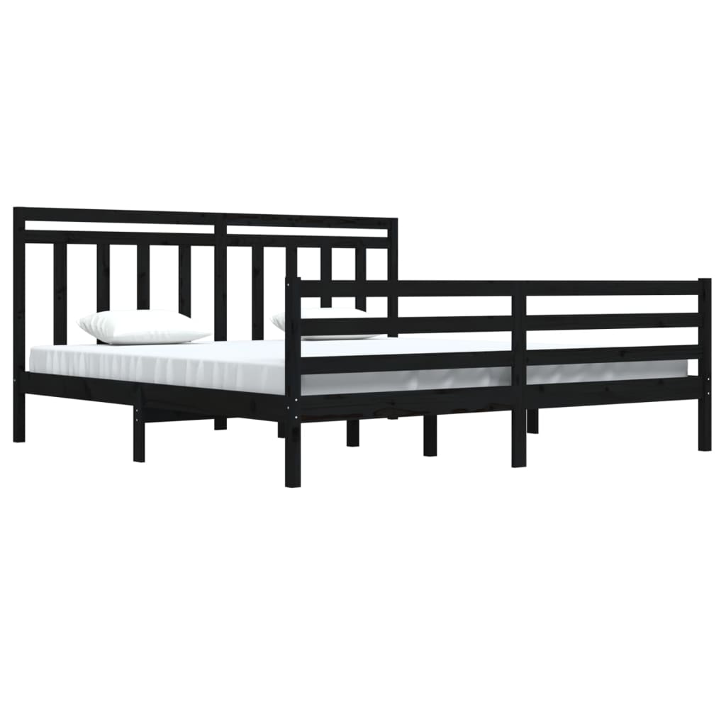 \vidaXL Bed Frame without Mattress Black 200x200 cm Solid Wood