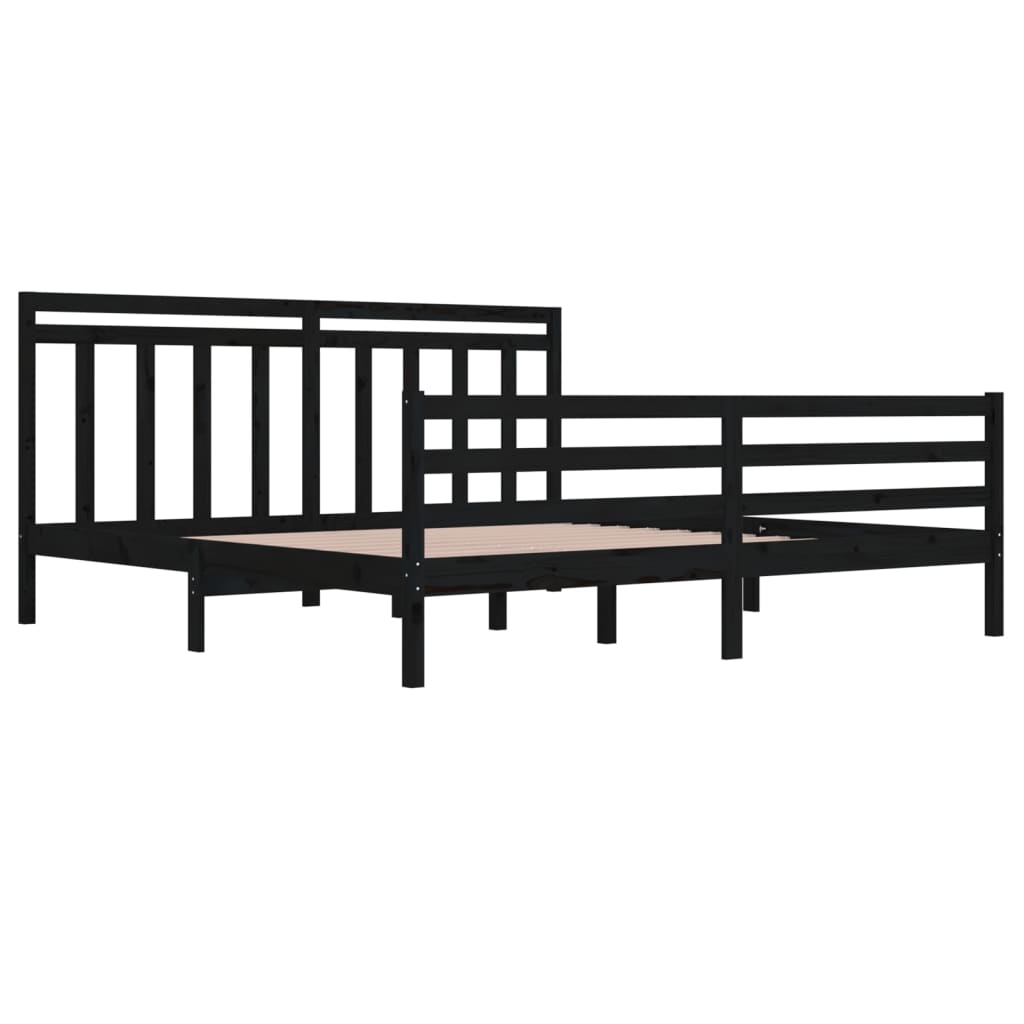 \vidaXL Bed Frame without Mattress Black 200x200 cm Solid Wood