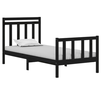 Bed Frame Black Solid Wood 90x190 cm Single