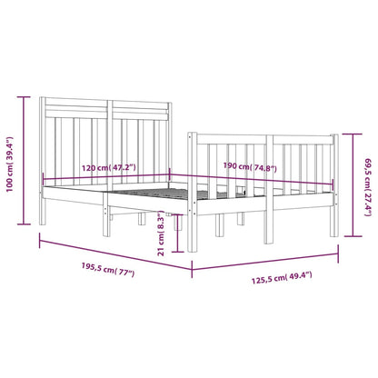 Bed Frame Solid Wood 120x190 cm Small Double