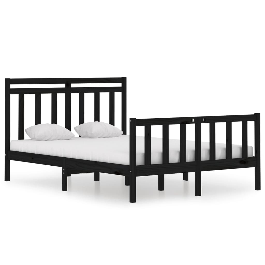 Bed Frame without Mattress Black 140x190 cm Solid Wood