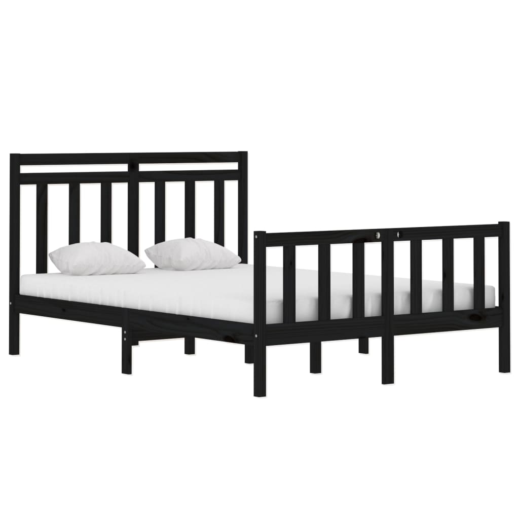 Bed Frame without Mattress Black 140x190 cm Solid Wood