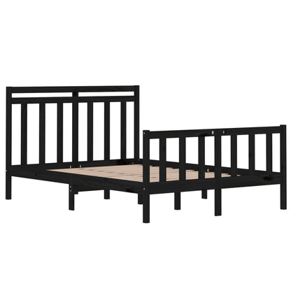 Bed Frame without Mattress Black 140x190 cm Solid Wood