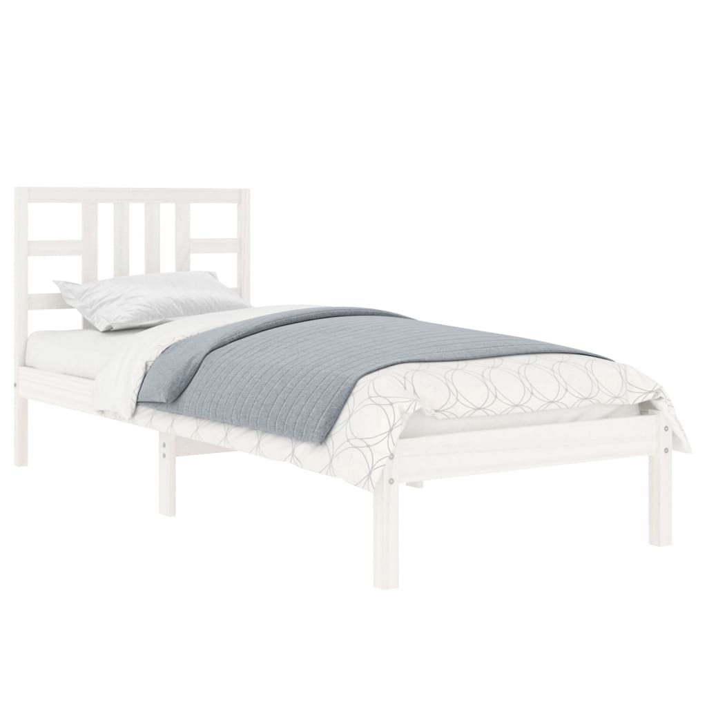 Bed Frame without Mattress White 75x190 cm Small Single Solid Wood