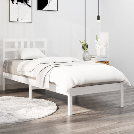 Bed Frame without Mattress White 75x190 cm Small Single Solid Wood