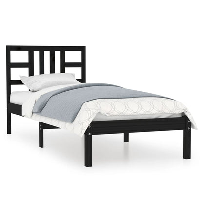 Bed Frame without Mattress Black 100x200 cm Solid Wood