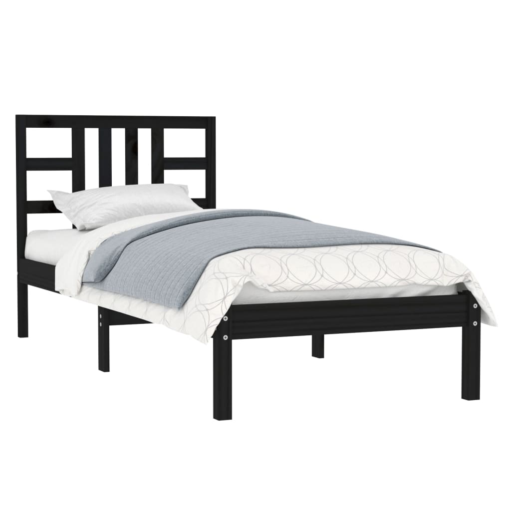 Bed Frame without Mattress Black 100x200 cm Solid Wood