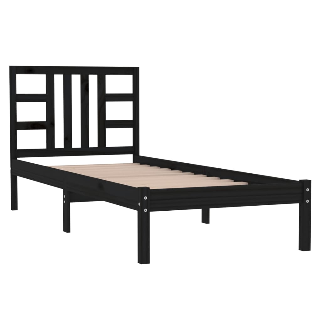 Bed Frame without Mattress Black 100x200 cm Solid Wood