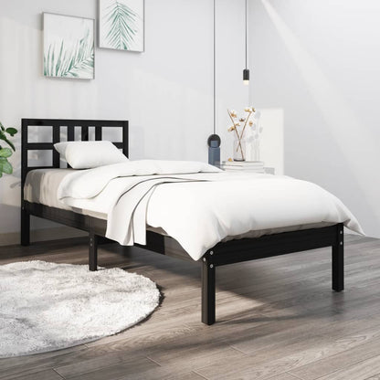 Bed Frame without Mattress Black 100x200 cm Solid Wood