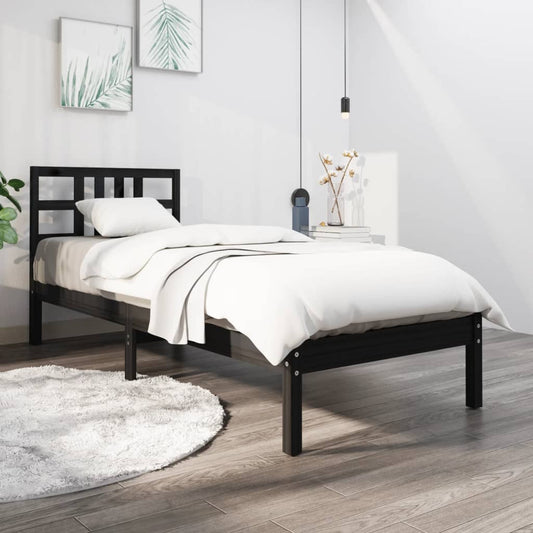 Bed Frame without Mattress Black 100x200 cm Solid Wood