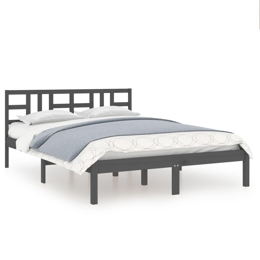 Bed Frame Grey Solid Wood 120x200 cm