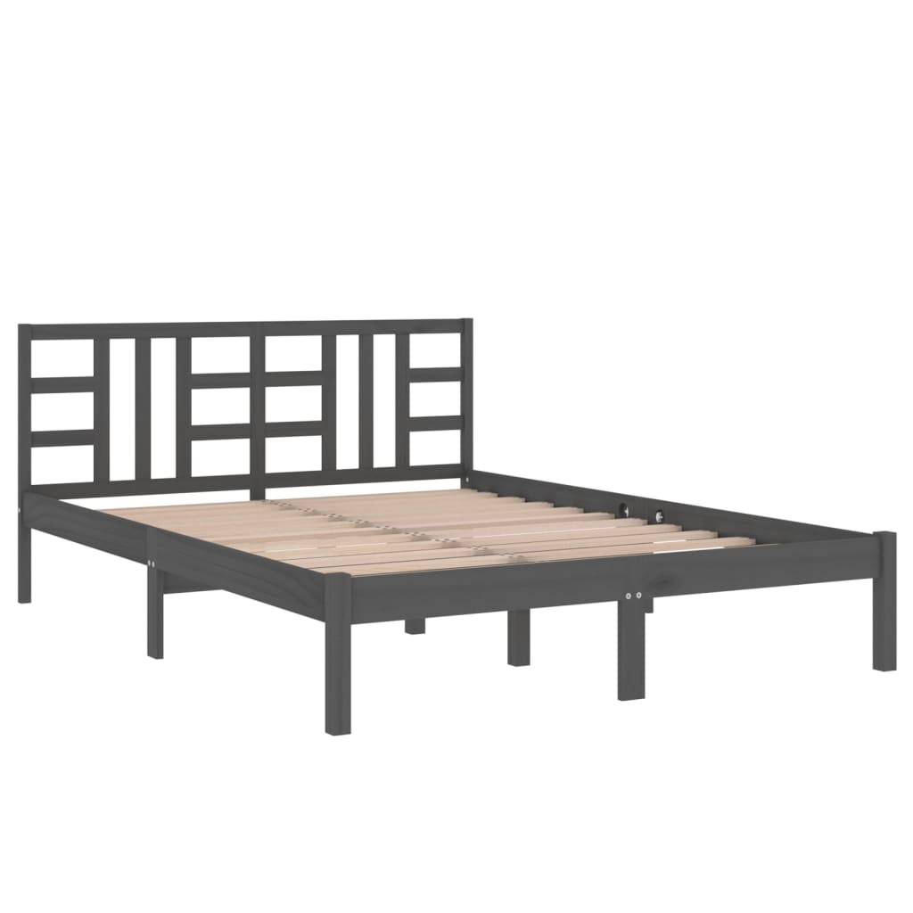 Bed Frame Grey Solid Wood 120x200 cm