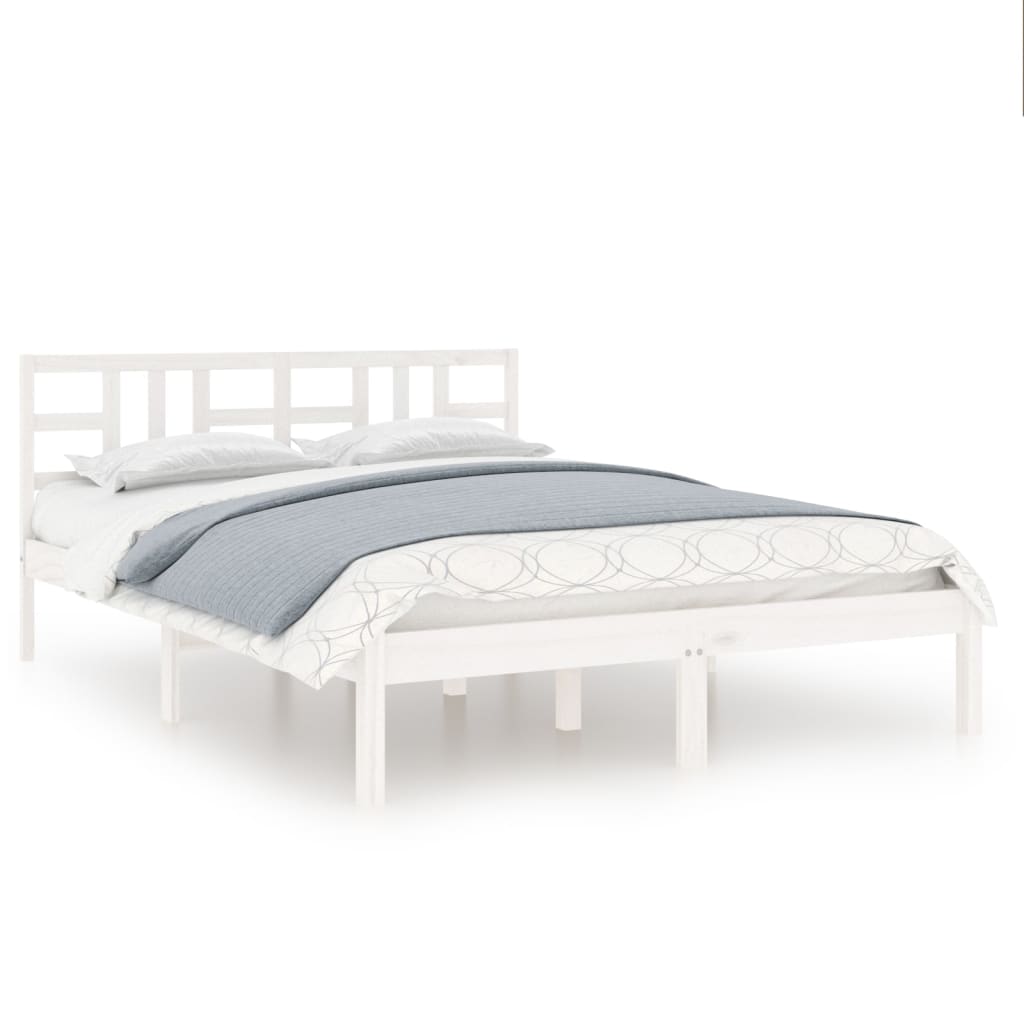 Bed Frame White Solid Wood 160x200 cm