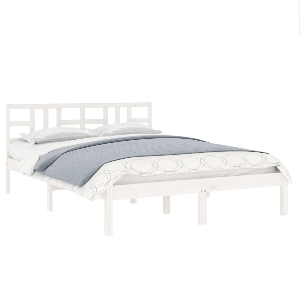 Bed Frame White Solid Wood 160x200 cm