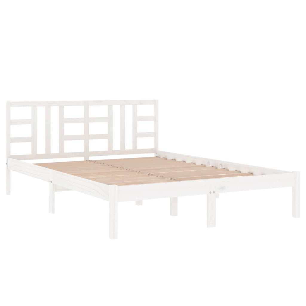 Bed Frame White Solid Wood 160x200 cm