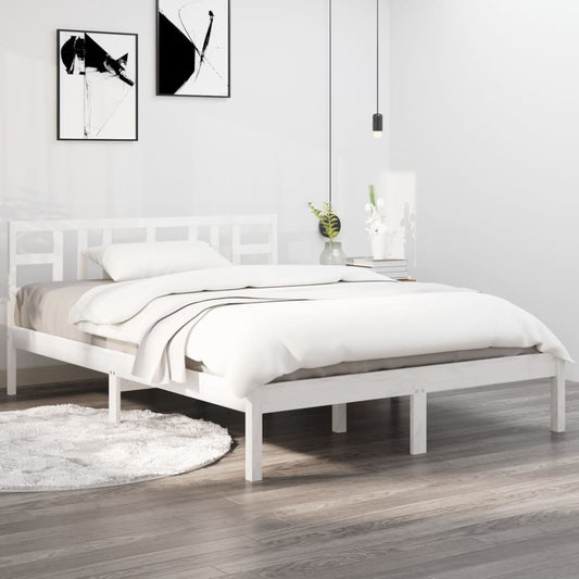 Bed Frame White Solid Wood 160x200 cm