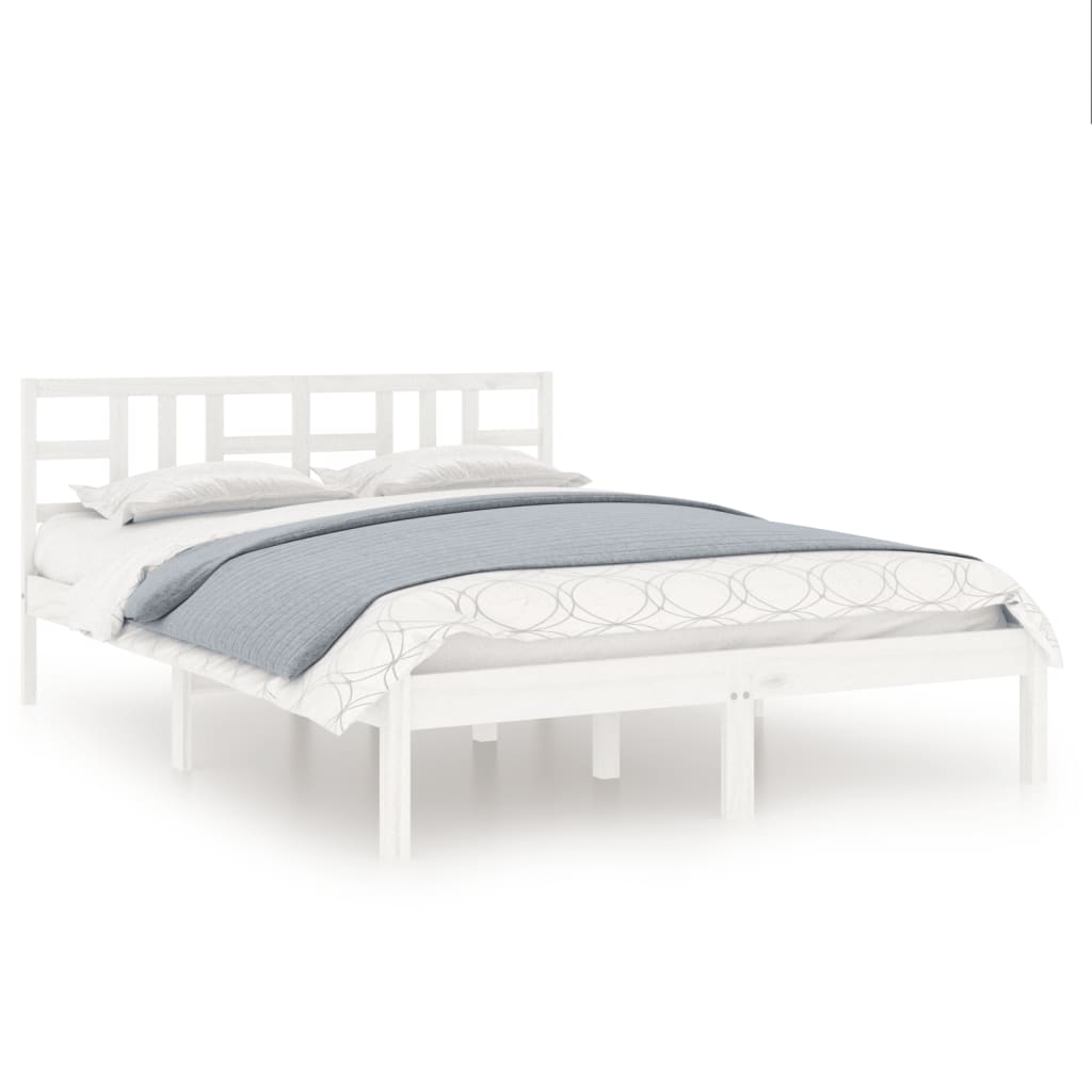 Bed Frame White Solid Wood 180x200 cm Super King Size